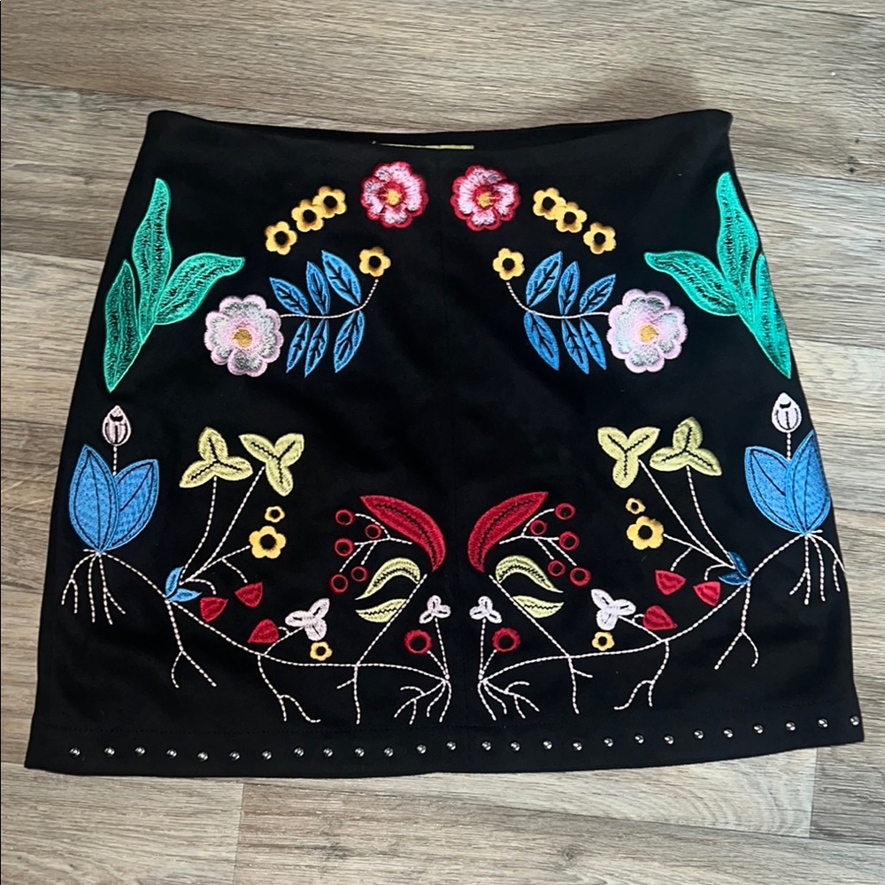 Embroidered Black Skirt